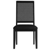 Arlo Vegan Leather Upholstered Faux Rattan and Wood Dining Side Chairs - Set of 2 - BUILDMYPLACE