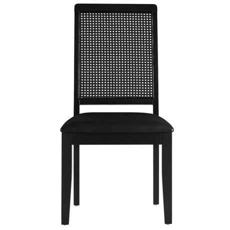 Arlo Vegan Leather Upholstered Faux Rattan and Wood Dining Side Chairs - Set of 2 - BUILDMYPLACE