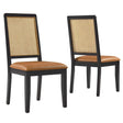 Arlo Vegan Leather Upholstered Faux Rattan and Wood Dining Side Chairs - Set of 2 - BUILDMYPLACE