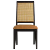 Arlo Vegan Leather Upholstered Faux Rattan and Wood Dining Side Chairs - Set of 2 - BUILDMYPLACE