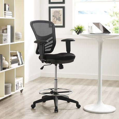 Articulate Drafting Chair With Lumbar Support and PU Wheels - Swivel Computer Drafting Table Chair - BUILDMYPLACE