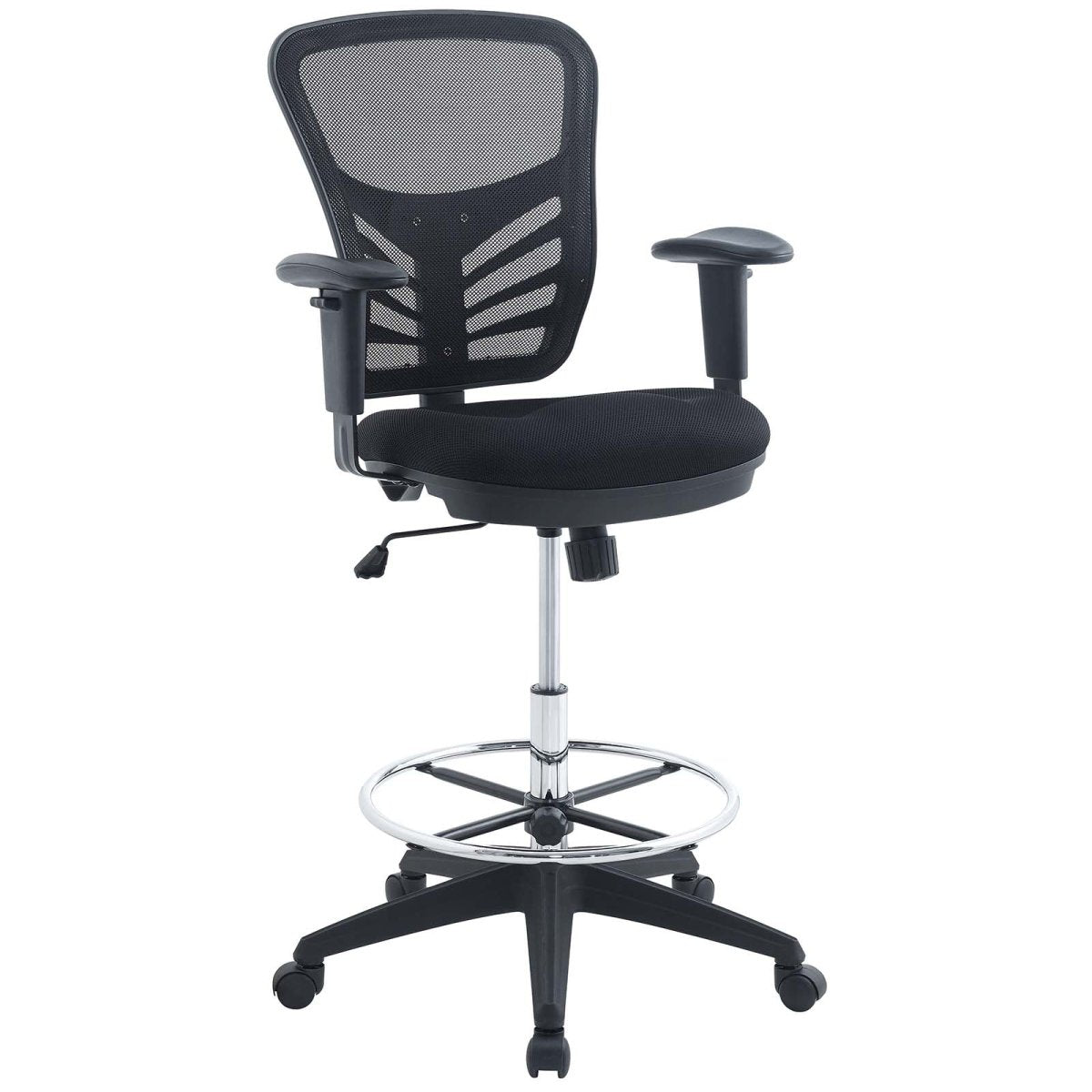 Articulate Drafting Chair With Lumbar Support and PU Wheels - Swivel Computer Drafting Table Chair - BUILDMYPLACE