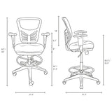 Articulate Drafting Chair With Lumbar Support and PU Wheels - Swivel Computer Drafting Table Chair - BUILDMYPLACE