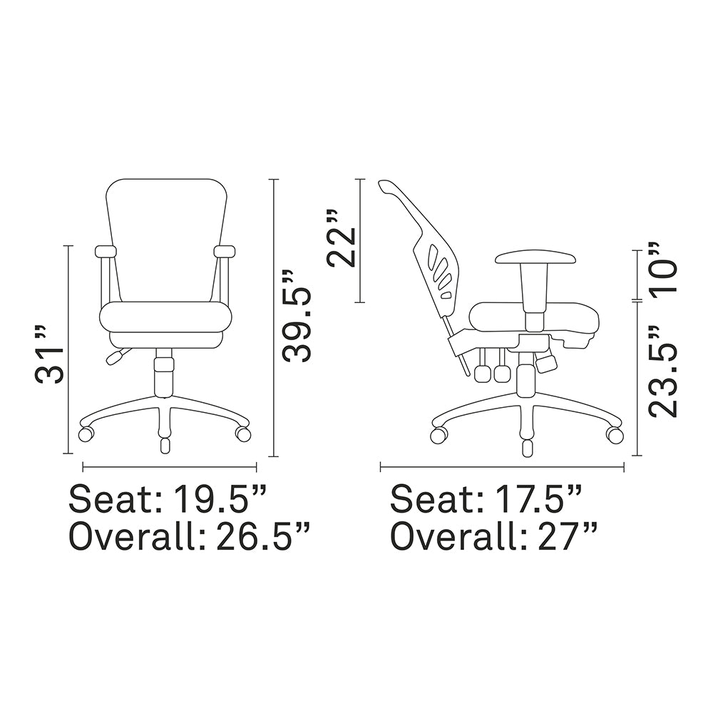 Articulate Ergonomic Mid back Swivel Computer Office Desk With Adjustable Height - BUILDMYPLACE