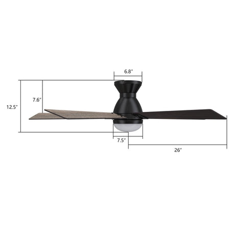 ASCENDER 52 inch 5 - Blade Flush Mount Smart Ceiling Fan with LED Light & Remote - LEDMyPlace