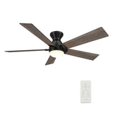 ASCENDER 52 inch 5 - Blade Flush Mount Smart Ceiling Fan with LED Light & Remote - LEDMyPlace