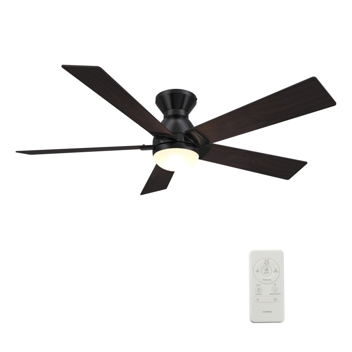 ASCENDER 52 inch 5 - Blade Flush Mount Smart Ceiling Fan with LED Light & Remote - LEDMyPlace