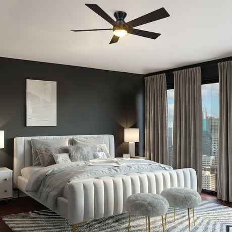 ASCENDER 52 inch 5 - Blade Flush Mount Smart Ceiling Fan with LED Light & Remote - LEDMyPlace