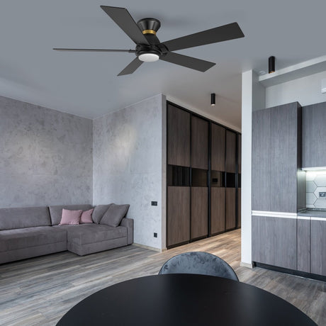 ASCENDER 52 inch 5 - Blade Flush Mount Smart Ceiling Fan with Remote & LED Light - LEDMyPlace