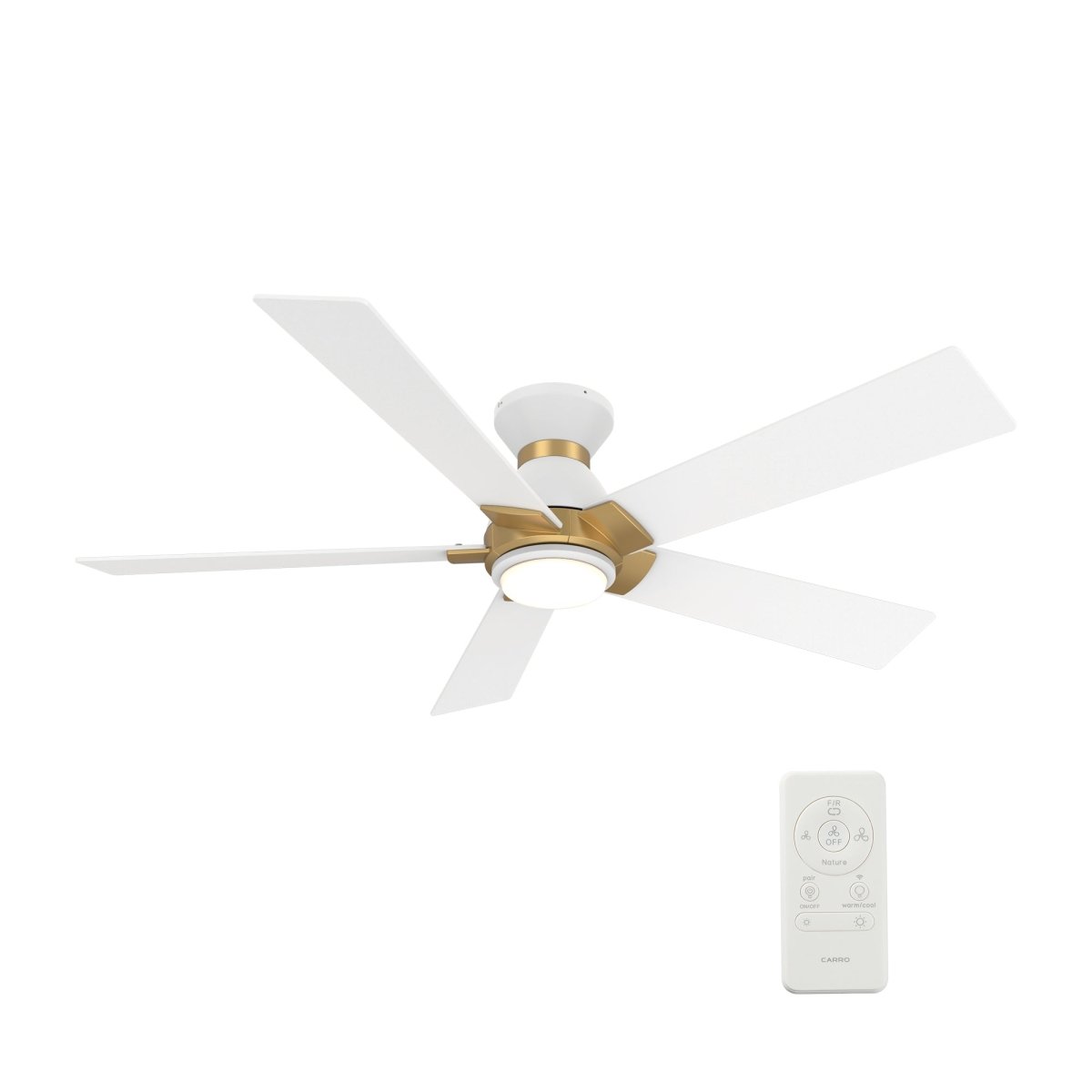 ASCENDER 52 inch 5 - Blade Flush Mount Smart Ceiling Fan with Remote & LED Light - LEDMyPlace