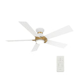 ASCENDER 52 inch 5 - Blade Flush Mount Smart Ceiling Fan with Remote & LED Light - LEDMyPlace