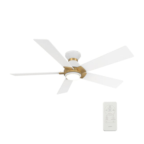 ASCENDER 52 inch 5 - Blade Flush Mount Smart Ceiling Fan with Remote & LED Light - LEDMyPlace