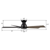 ASCENDER 52 inch 5 - Blade Flush Mount Smart Ceiling Fan with Remote & LED Light - LEDMyPlace