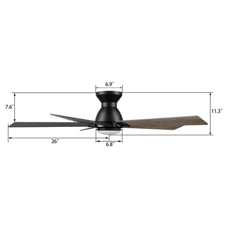 ASCENDER 52 inch 5 - Blade Flush Mount Smart Ceiling Fan with Remote & LED Light - LEDMyPlace