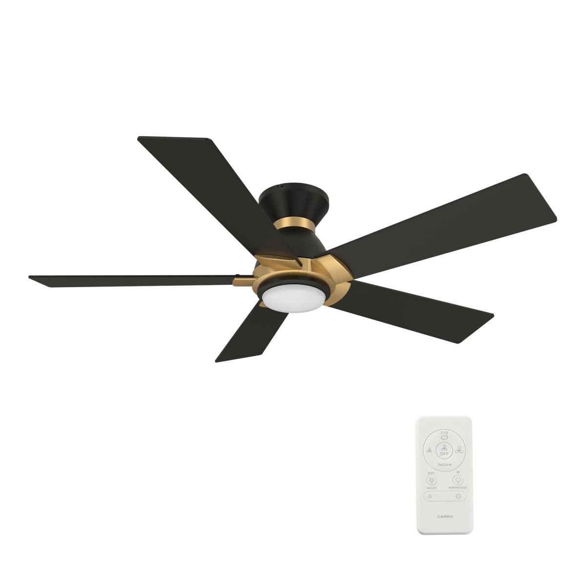 ASCENDER 52 inch 5 - Blade Flush Mount Smart Ceiling Fan with Remote & LED Light - LEDMyPlace