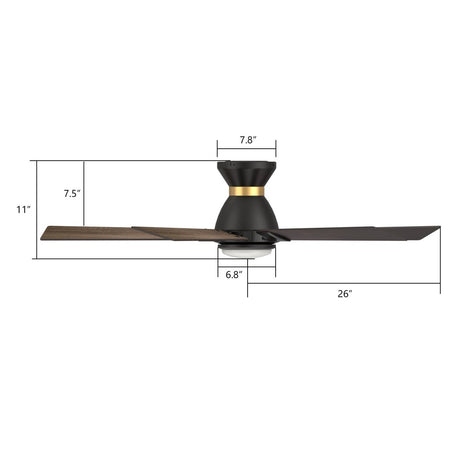 ASCENDER 52 inch 5 - Blade Flush Mount Smart Ceiling Fan with Remote & LED Light - LEDMyPlace