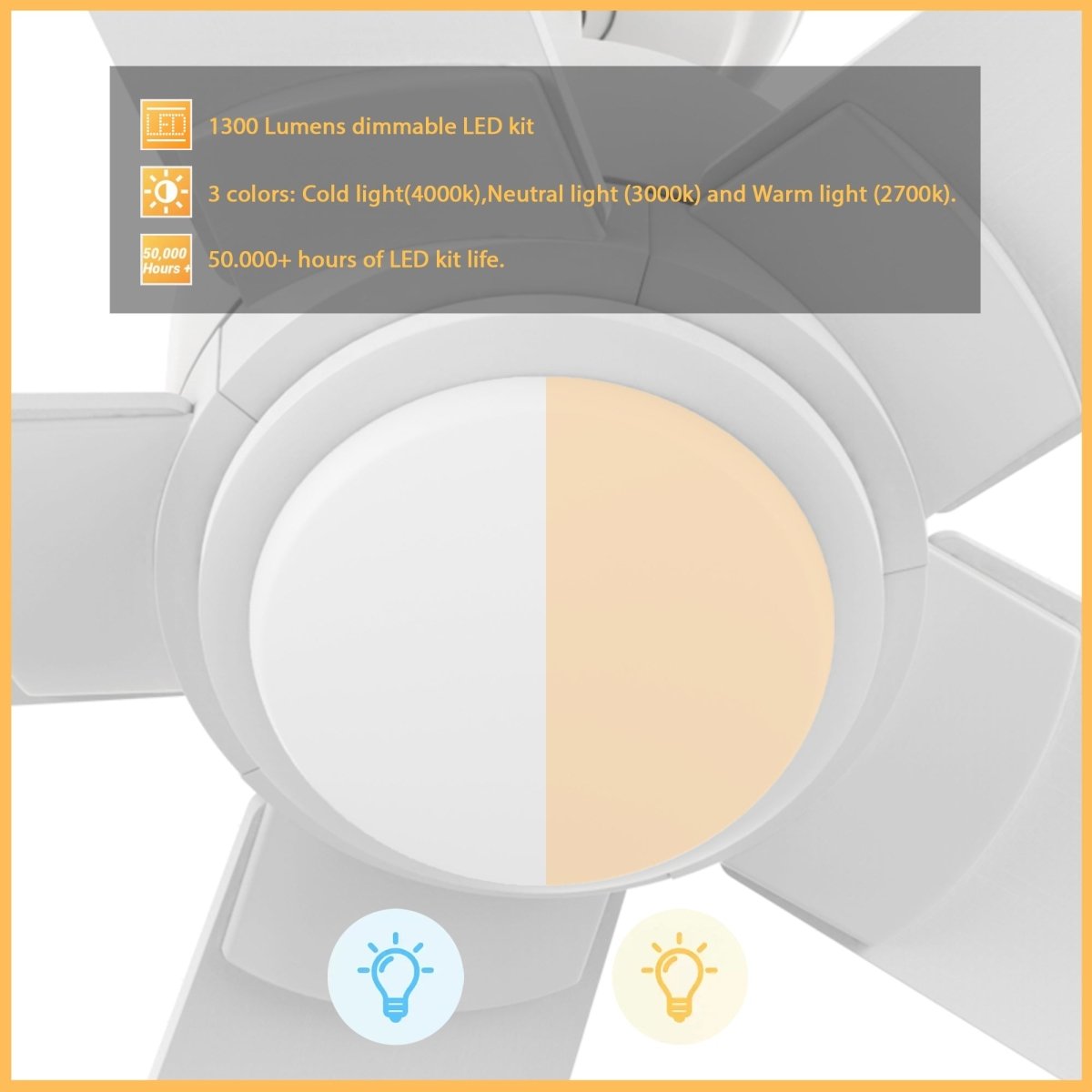 ASCENDER 52 inch 5 - Blade Smart Ceiling Fan with LED Light & Remote - LEDMyPlace