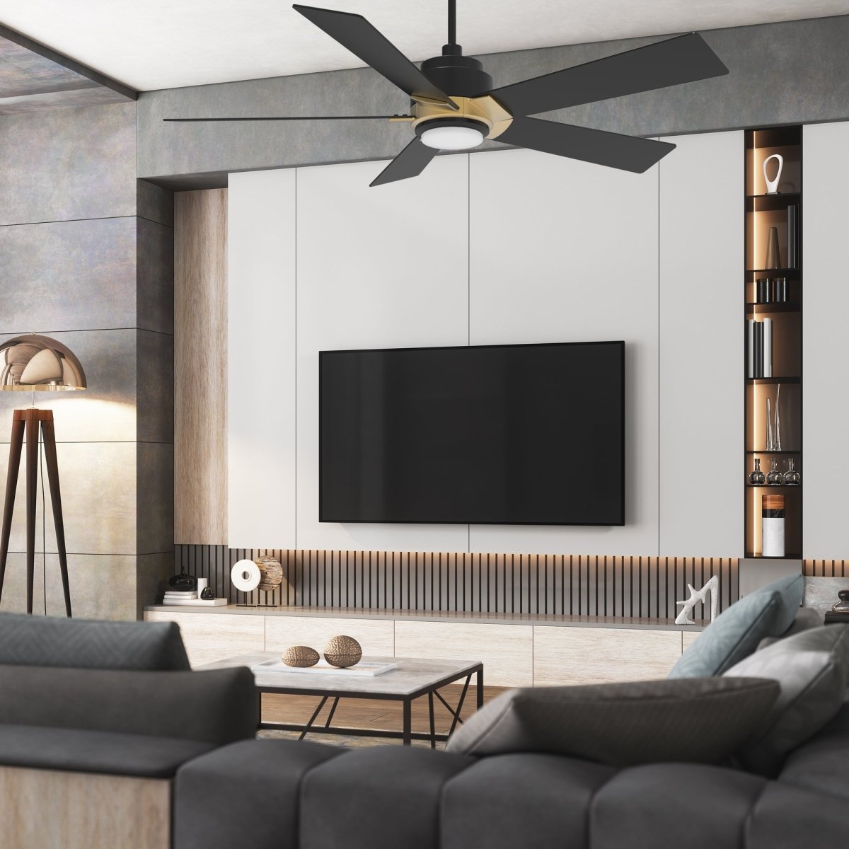ASCENDER 52 inch 5 - Blade Smart Ceiling Fan with LED Light & Remote - LEDMyPlace