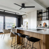 ASCOTT 52 inch 3 - Blade Flush Mount Ceiling Fan with LED Light & Pull Chain - LEDMyPlace