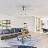 ASCOTT 52 inch 3 - Blade Flush Mount Ceiling Fan with LED Light & Pull Chain - LEDMyPlace