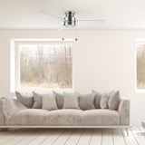 ASCOTT 52 inch 3 - Blade Flush Mount Ceiling Fan with LED Light & Pull Chain - LEDMyPlace