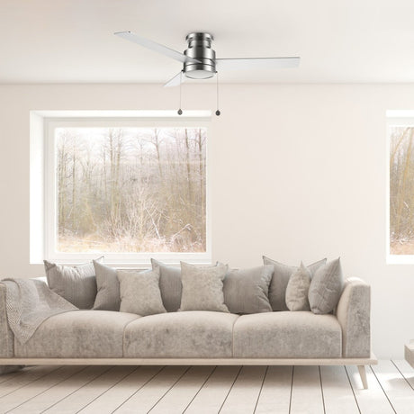 ASCOTT 52 inch 3 - Blade Flush Mount Ceiling Fan with LED Light & Pull Chain - LEDMyPlace