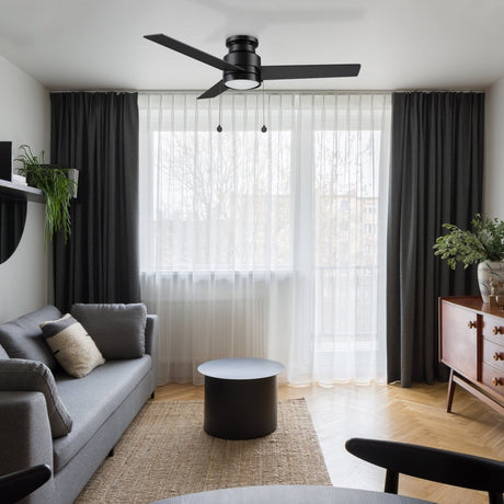 ASCOTT 52 inch 3 - Blade Flush Mount Ceiling Fan with LED Light & Pull Chain - LEDMyPlace