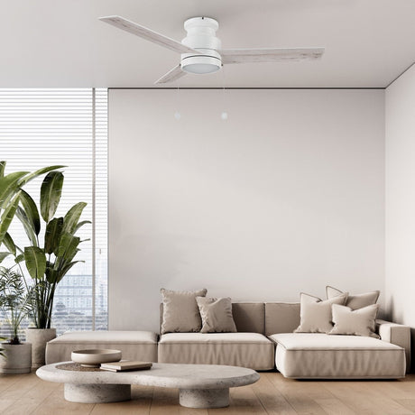 ASCOTT 52 inch 3 - Blade Flush Mount Ceiling Fan with LED Light & Pull Chain - LEDMyPlace