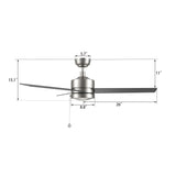 ASCOTT 52 inch 3 - Blade No Light Ceiling Fan with Pull Chain - LEDMyPlace