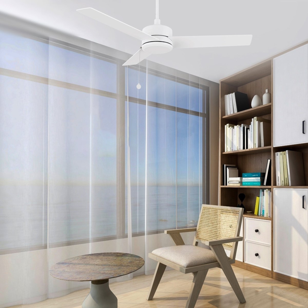 ASCOTT 52 inch 3 - Blade No Light Ceiling Fan with Pull Chain - LEDMyPlace