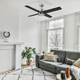 ASCOTT 52 inch 4 - Blade Ceiling Fan with LED Light & Pull Chain - LEDMyPlace