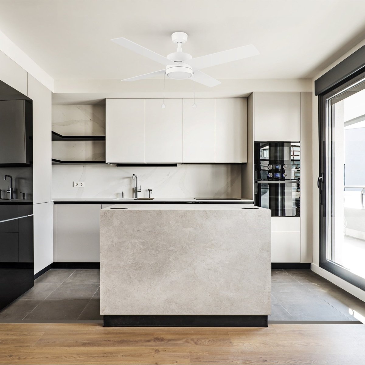 ASCOTT 52 inch 4 - Blade Ceiling Fan with LED Light & Pull Chain - LEDMyPlace