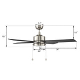 ASCOTT 52 inch 4 - Blade Ceiling Fan with LED Light & Pull Chain - LEDMyPlace