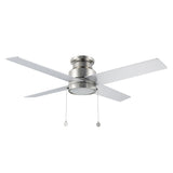 ASCOTT 52 inch 4 - Blade Flush Mount Ceiling Fan with LED Light & Pull Chain - LEDMyPlace