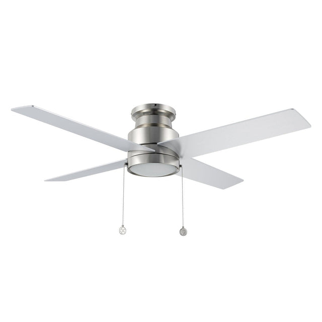 ASCOTT 52 inch 4 - Blade Flush Mount Ceiling Fan with LED Light & Pull Chain - LEDMyPlace