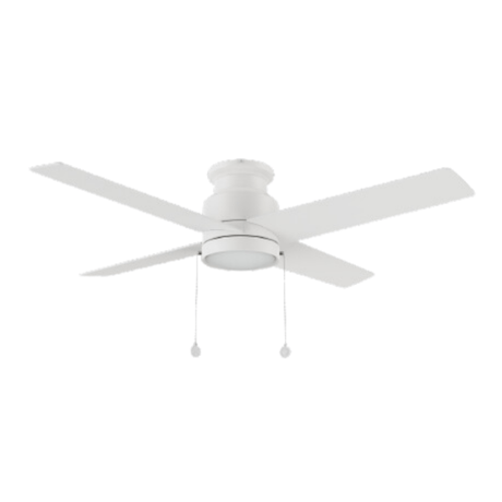 ASCOTT 52 inch 4 - Blade Flush Mount Ceiling Fan with LED Light & Pull Chain - LEDMyPlace