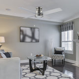 ASCOTT 52 inch 4 - Blade Flush Mount Ceiling Fan with LED Light & Pull Chain - LEDMyPlace