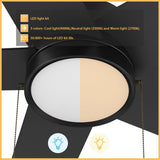 ASCOTT 52 inch 5 - Blade Ceiling Fan with LED Light & Pull Chain - LEDMyPlace