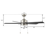 ASCOTT 52 inch 5 - Blade Ceiling Fan with LED Light & Pull Chain - LEDMyPlace