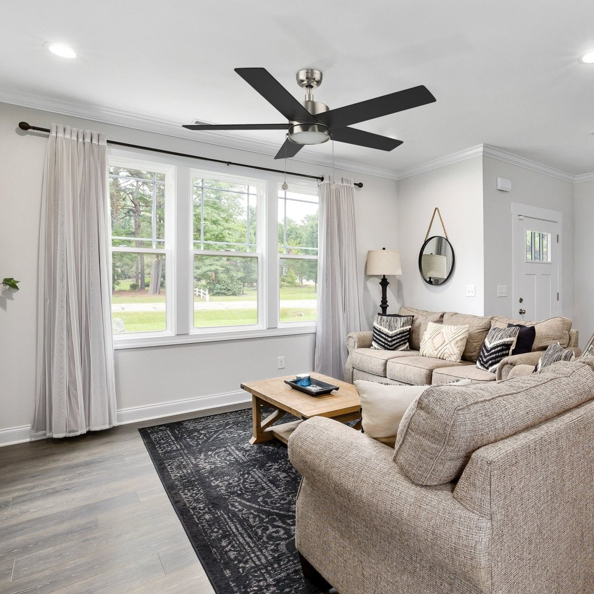 ASCOTT 52 inch 5 - Blade Ceiling Fan with LED Light & Pull Chain - LEDMyPlace