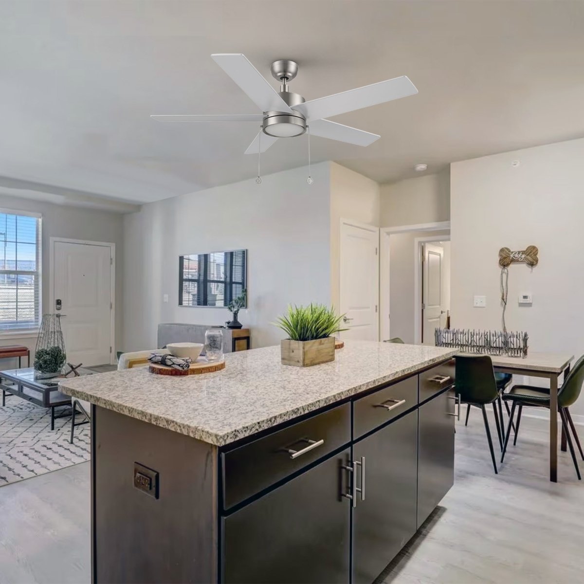 ASCOTT 52 inch 5 - Blade Ceiling Fan with LED Light & Pull Chain - LEDMyPlace