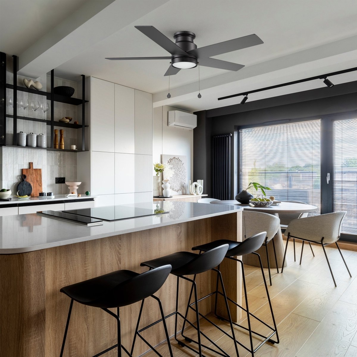 ASCOTT 52 inch 5 - Blade Flush Mount Ceiling Fan with Pull Chain - LEDMyPlace