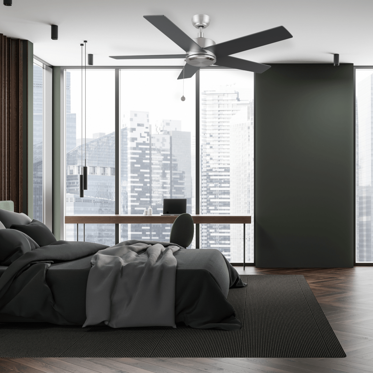 ASCOTT 52 inch 5 - Blade No Light Ceiling Fan with Pull Chain - LEDMyPlace