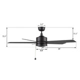 ASCOTT 52 inch 5 - Blade No Light Ceiling Fan with Pull Chain - LEDMyPlace