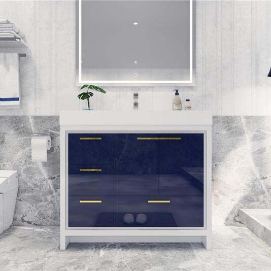 Ashley 42 Inch Freestanding Bathroom Vanity With Reinforced Acrylic Sink, 4 Drawers & 2 Doors - BUILDMYPLACE