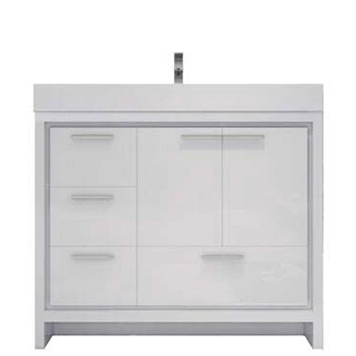 Ashley 42 Inch Freestanding Bathroom Vanity With Reinforced Acrylic Sink, 4 Drawers & 2 Doors - BUILDMYPLACE