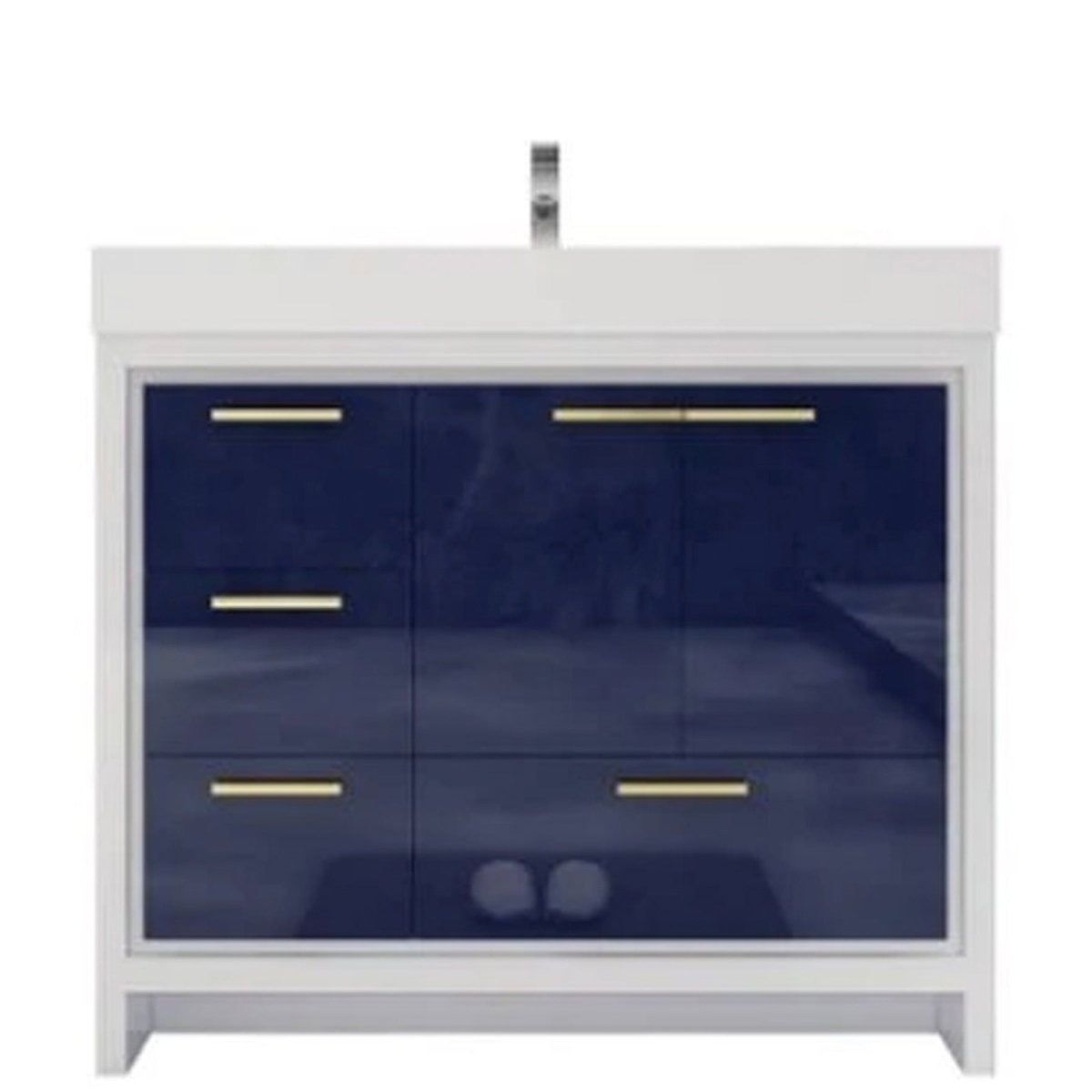 Ashley 42 Inch Freestanding Bathroom Vanity With Reinforced Acrylic Sink, 4 Drawers & 2 Doors - BUILDMYPLACE