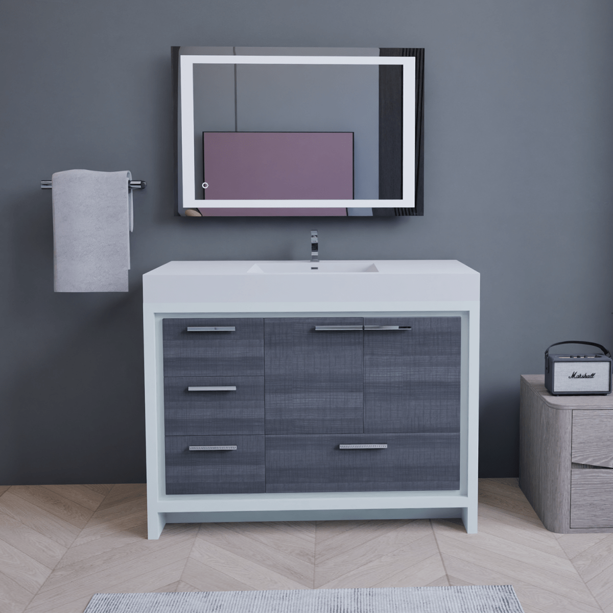 Ashley 42 Inch Freestanding Bathroom Vanity With Reinforced Acrylic Sink, 4 Drawers & 2 Doors - BUILDMYPLACE