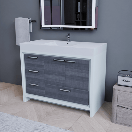 Ashley 42 Inch Freestanding Bathroom Vanity With Reinforced Acrylic Sink, 4 Drawers & 2 Doors - BUILDMYPLACE