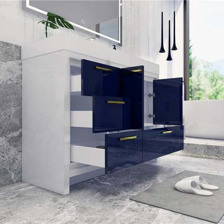 Ashley 42 Inch Freestanding Bathroom Vanity With Reinforced Acrylic Sink, 4 Drawers & 2 Doors - BUILDMYPLACE